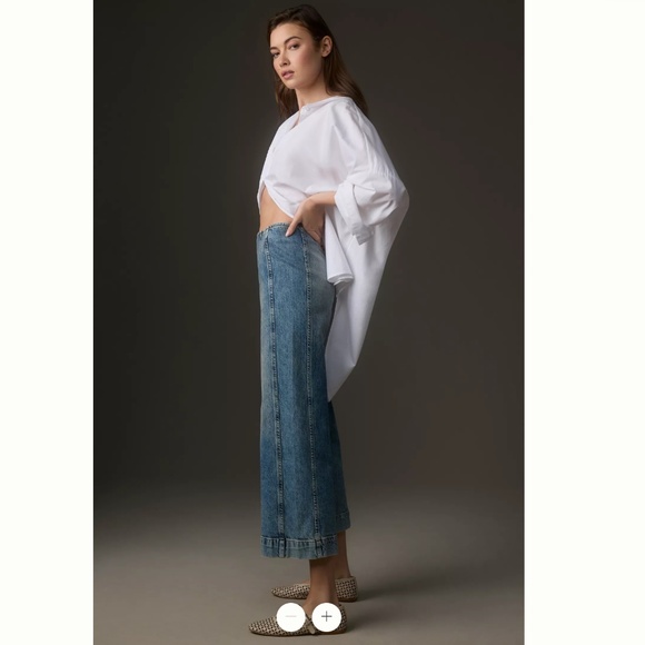 Anthropologie Pilcro Kick Mid-Rise Crop Wide-Leg Jeans - Picture 1 of 4